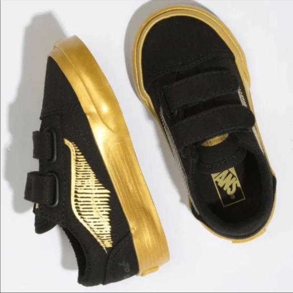 Vans x Harry Potter Old Skool Golden Snitch Velcro Toddler Sneakers - Picture 1 of 7
